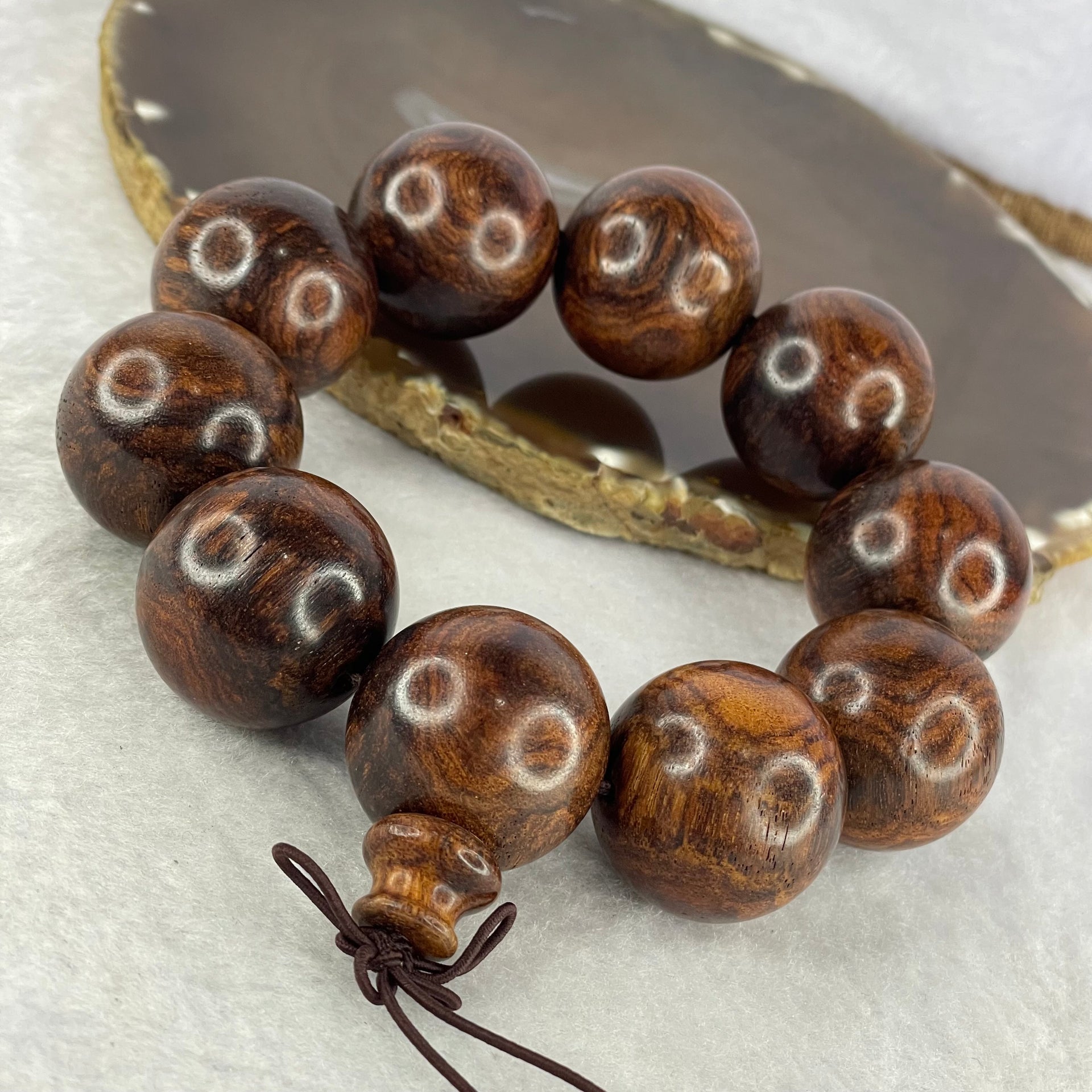 Natural Rosewood Beads Bracelet 55.01g 25.4mm 10 Beads - Huangs Jadeite and Jewelry Pte Ltd