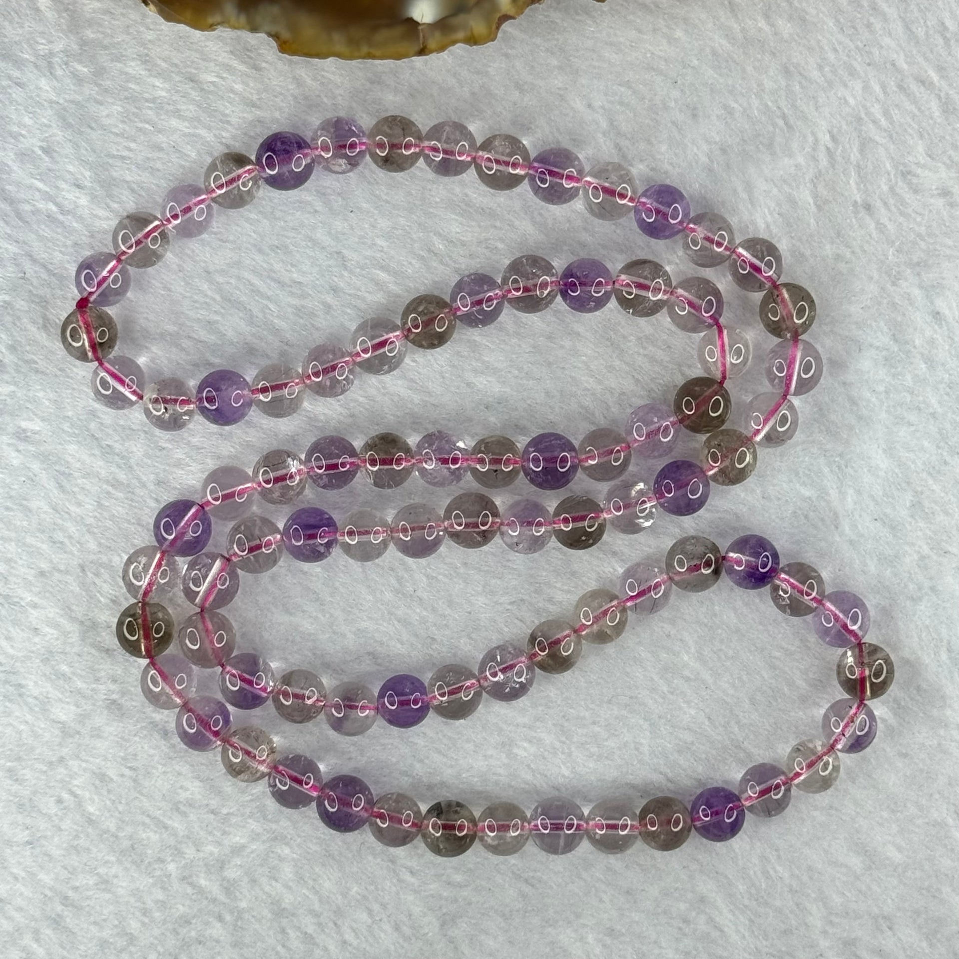 Average Grade Natural Super 7 Crystal Beads Necklace 天然超级七水晶珠项链 34.45g 54cm 6.9mm 85 Beads - Huangs Jadeite and Jewelry Pte Ltd