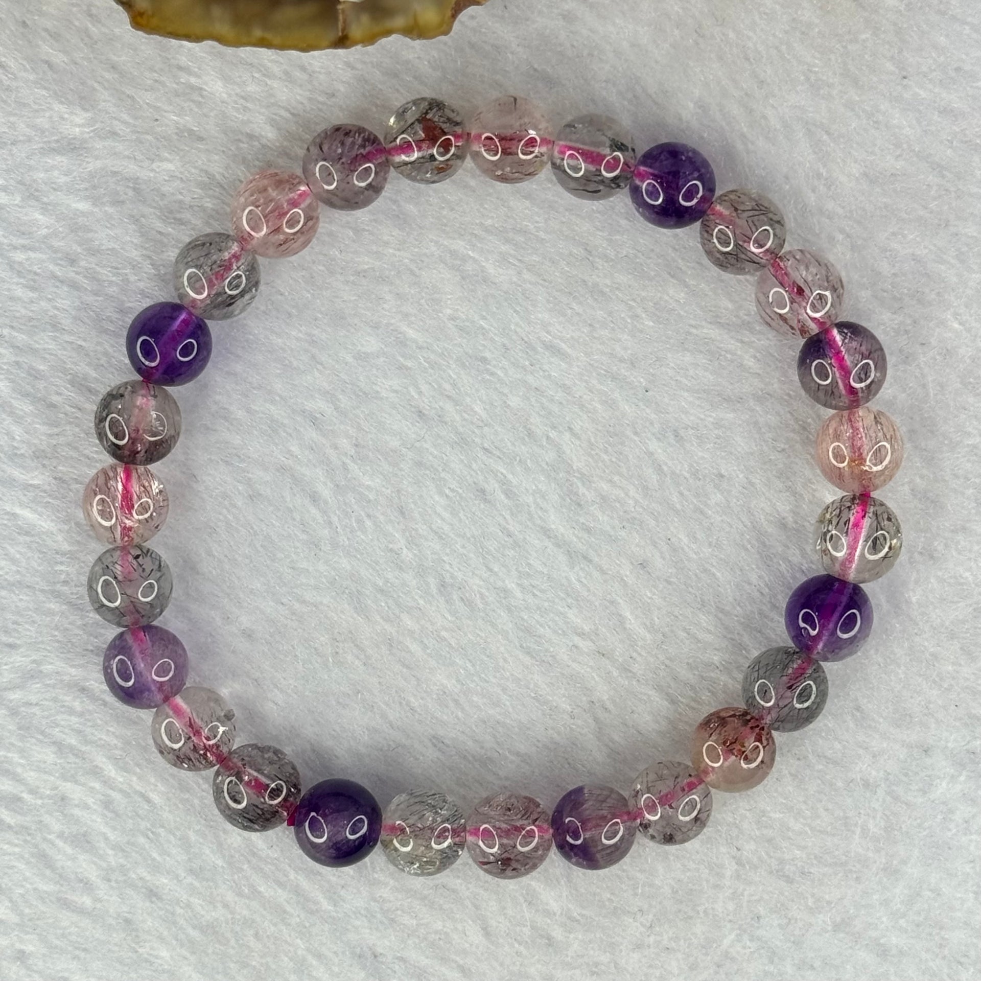 Above Average Grade Natural Super 7 Crystal Beads Bracelet 天然超级七水晶珠手链 13.26g 15.5cm 7.3mm 27 Beads - Huangs Jadeite and Jewelry Pte Ltd