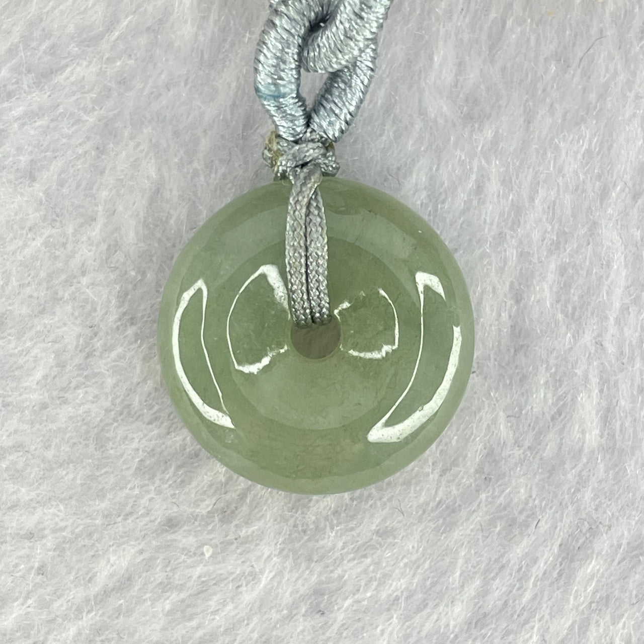 Type A Green Jadeite Ping An Kou Donut Pendent 4.73g 16.6 by 6.0mm