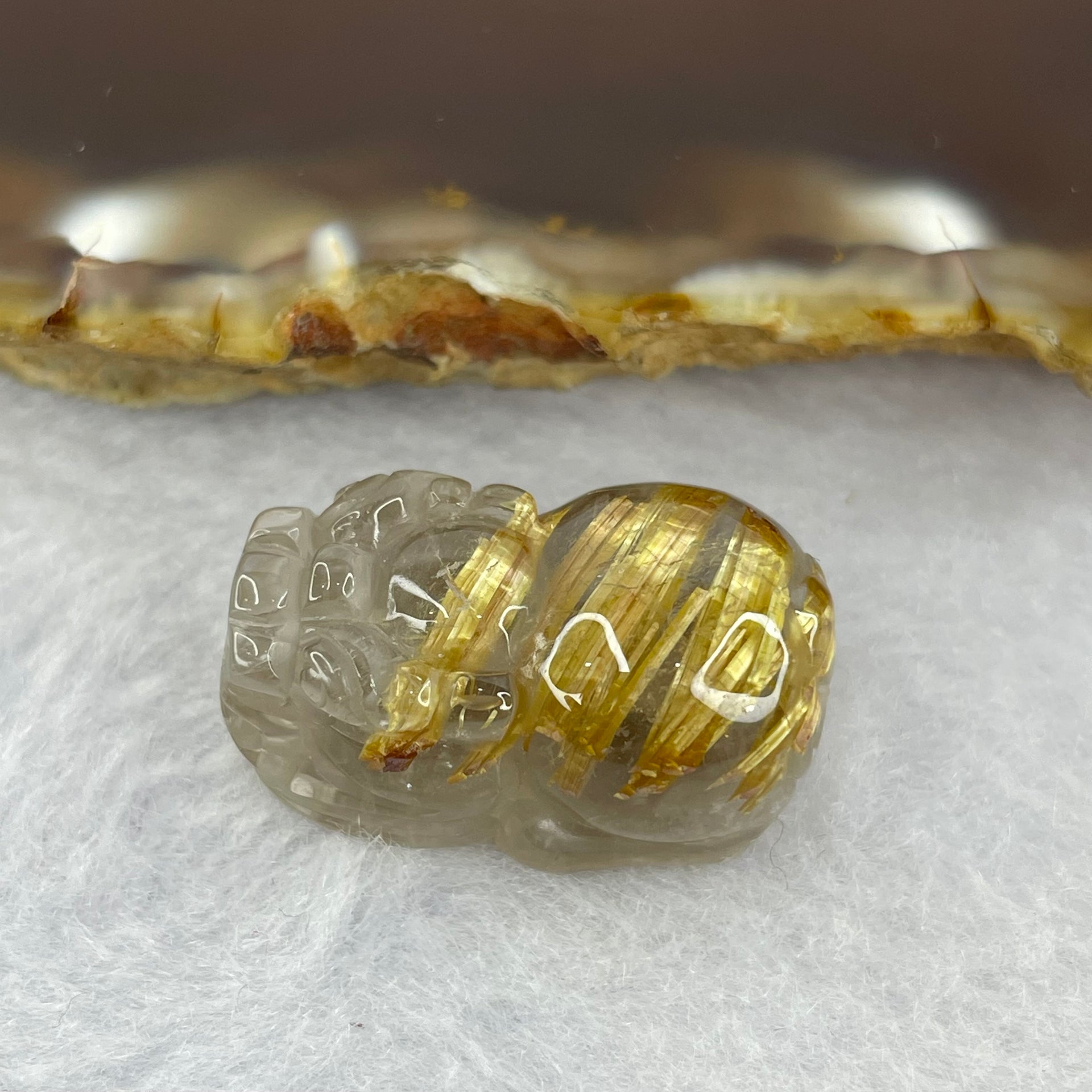 Good Grade Natural Golden Shun Fa Rutilated Quartz Pixiu Charm for Bracelet 天然金顺发水晶貔貅 6.43g 22.9 by 14.2 by 11.8mm - Huangs Jadeite and Jewelry Pte Ltd