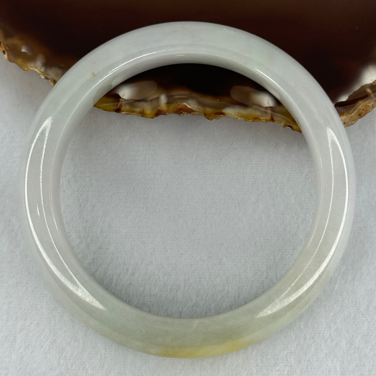 Type A Faint Lavender and Faint Green with Yellow Patches Jadeite Bangle Internal Diameter 58.2mm 67.56g 13.3 by 9.0mm (Internal Line)