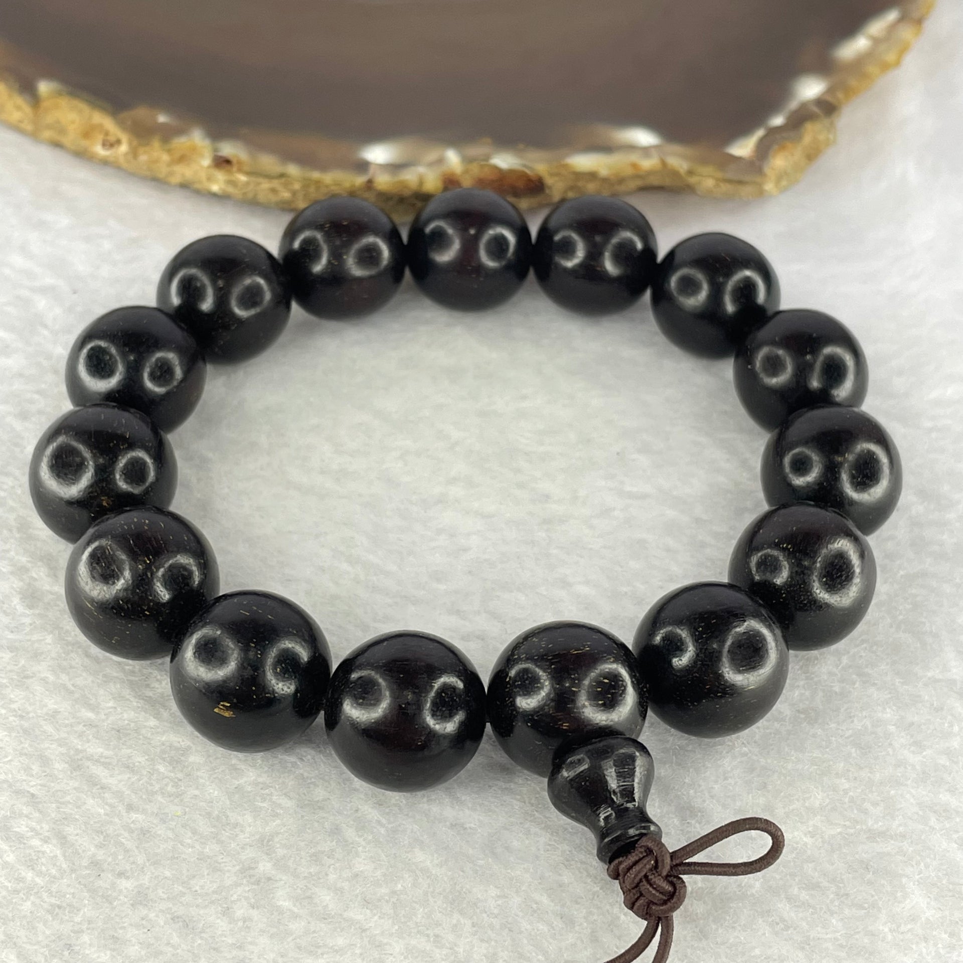 Natural India Zitan Sandalwood 小叶字檀木 Beads Bracelet Sinking Type 27.89g 14.7 mm 15 Beads - Huangs Jadeite and Jewelry Pte Ltd