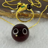 Natural Dark Blood Red Amber in Gold Color Ring and Necklace Set 9.05g 19.8mm Necklace 6.2mm Ring