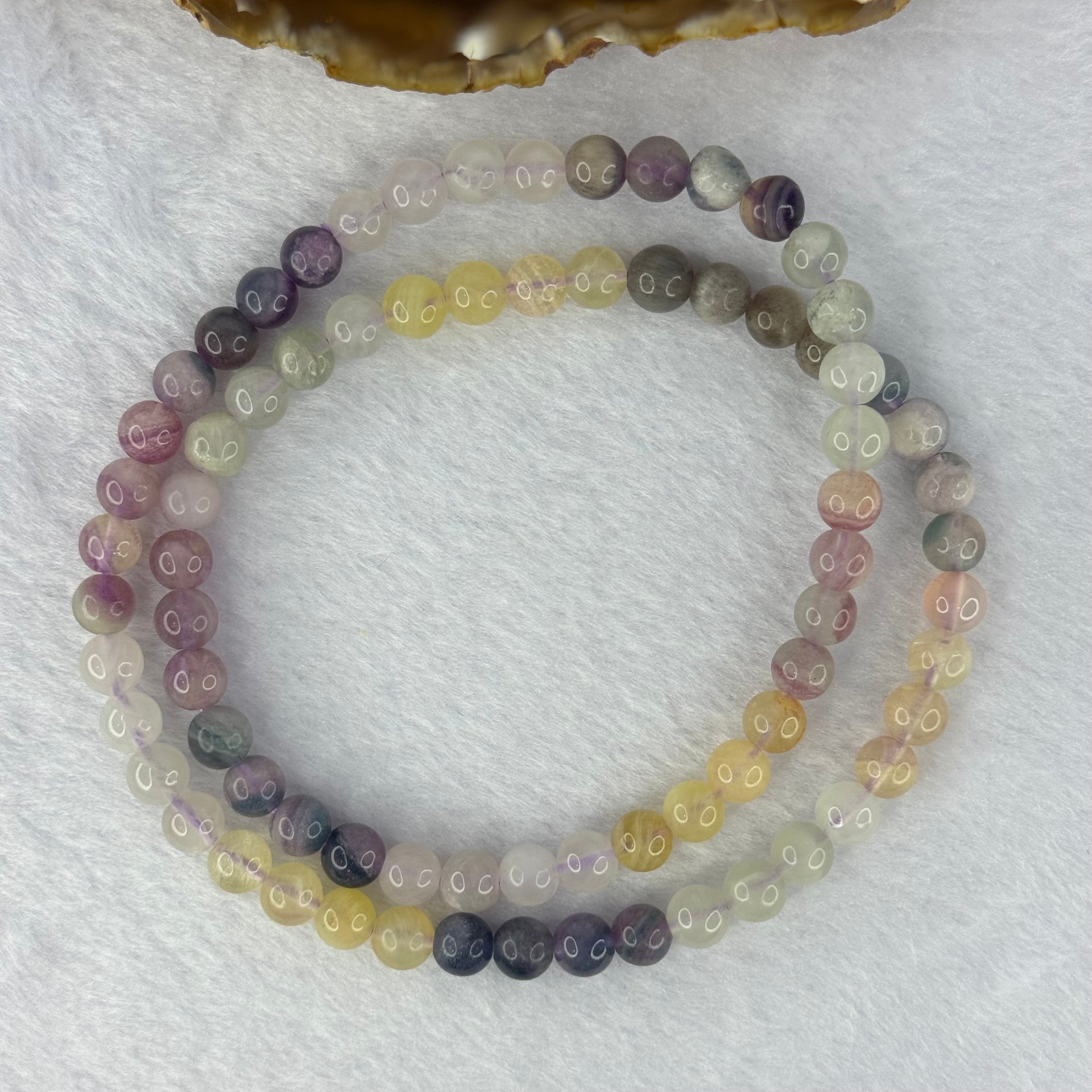 Natural Mixed Colours Fluorite Necklace 51.34g 7.7mm 76 Beads 54cm Elastic - Huangs Jadeite and Jewelry Pte Ltd