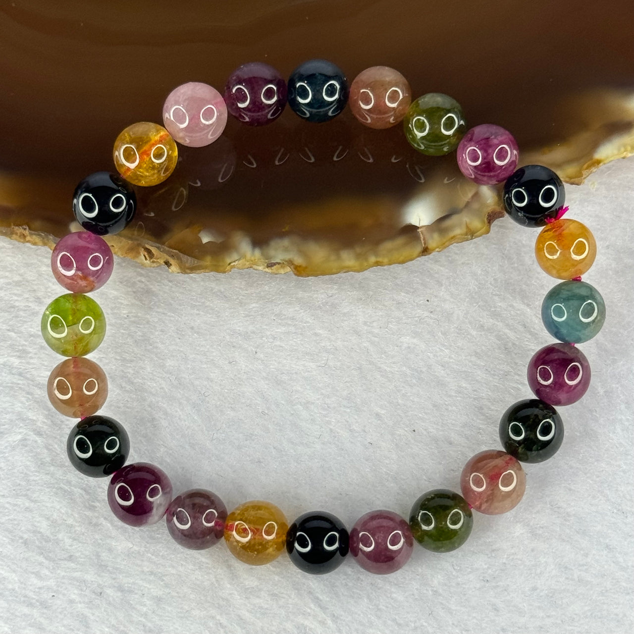 Good Grade Natural Tourmaline Beads Bracelet 好的天然碧玺珠手链 17.49g 15.5cm 7.9mm 24 Beads - Huangs Jadeite and Jewelry Pte Ltd