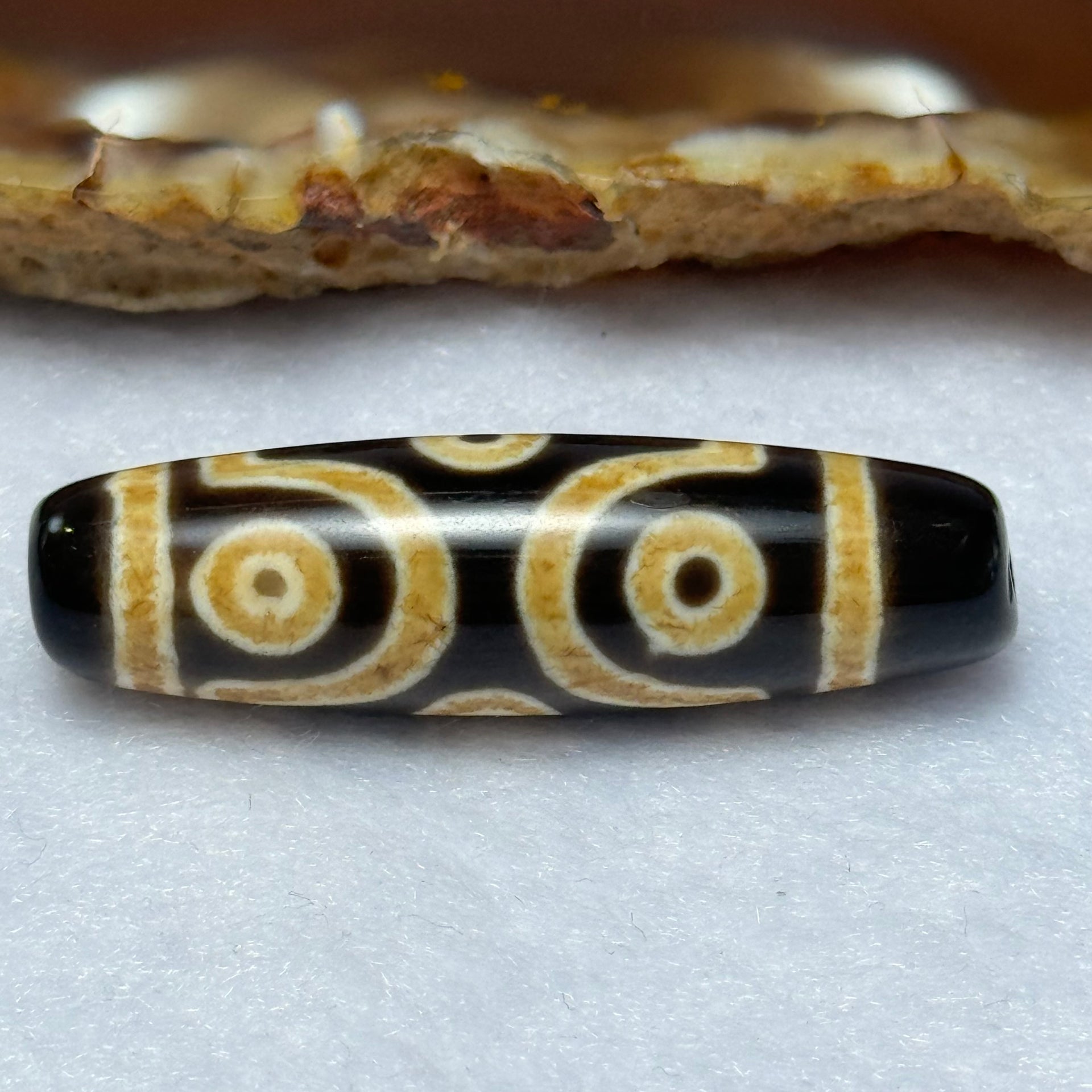 Natural Powerful Tibetan Old Oily Agate 6 Eyes Dzi Bead Heavenly Master (Tian Zhu) 六眼天诛 7.57g 39.5 by 11.5mm - Huangs Jadeite and Jewelry Pte Ltd