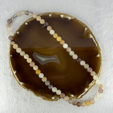 Type A Mixed Color Agate Necklace 44.90g 44cm 8.4mm 56 Beads