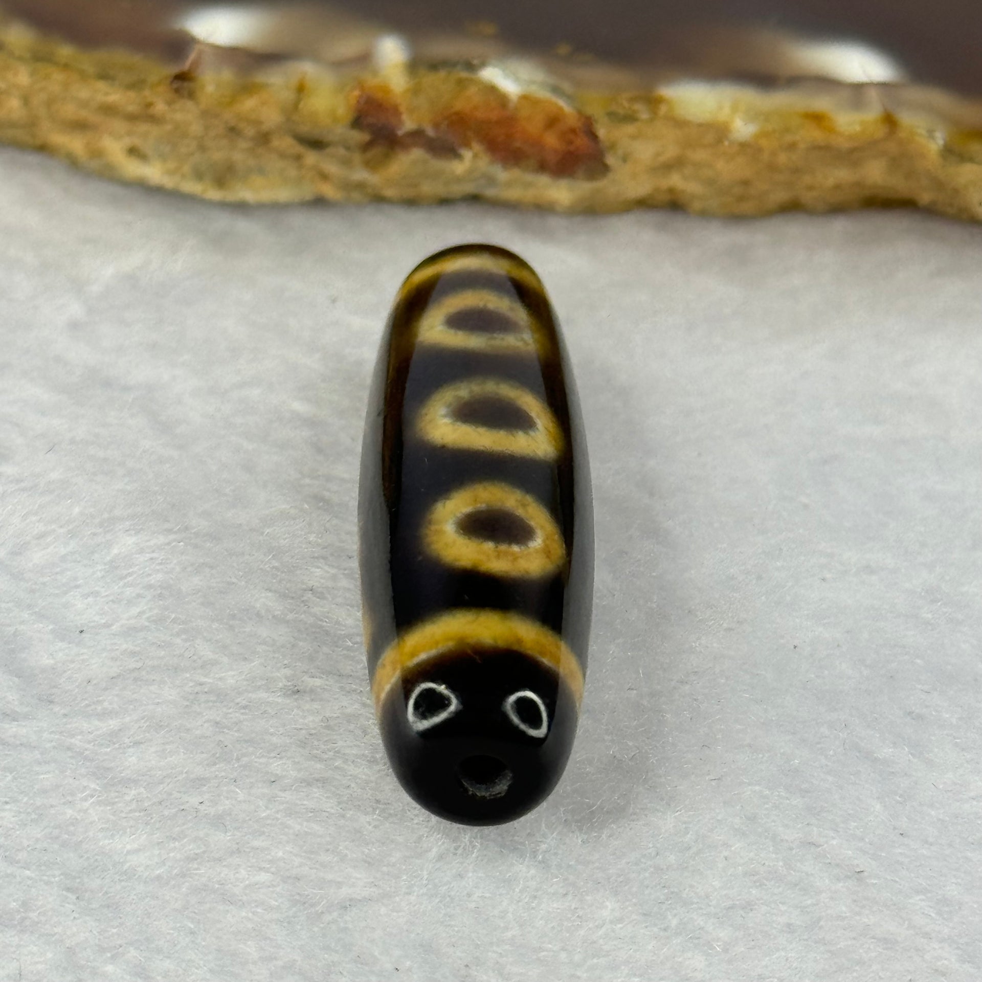 Natural Powerful Tibetan Old Oily Agate 5 Eyes Dzi Bead Heavenly Master (Tian Zhu) 五眼天诛 6.99g 38.1 by 11.1mm - Huangs Jadeite and Jewelry Pte Ltd