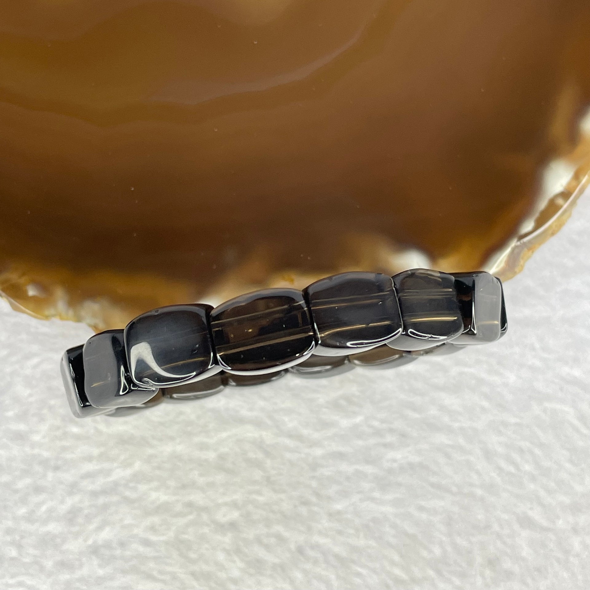 Natural Smoky Quartz Bracelet 21.02g 13cm 10.4 by 9.7 by 6.6 by 15 pcs - Huangs Jadeite and Jewelry Pte Ltd