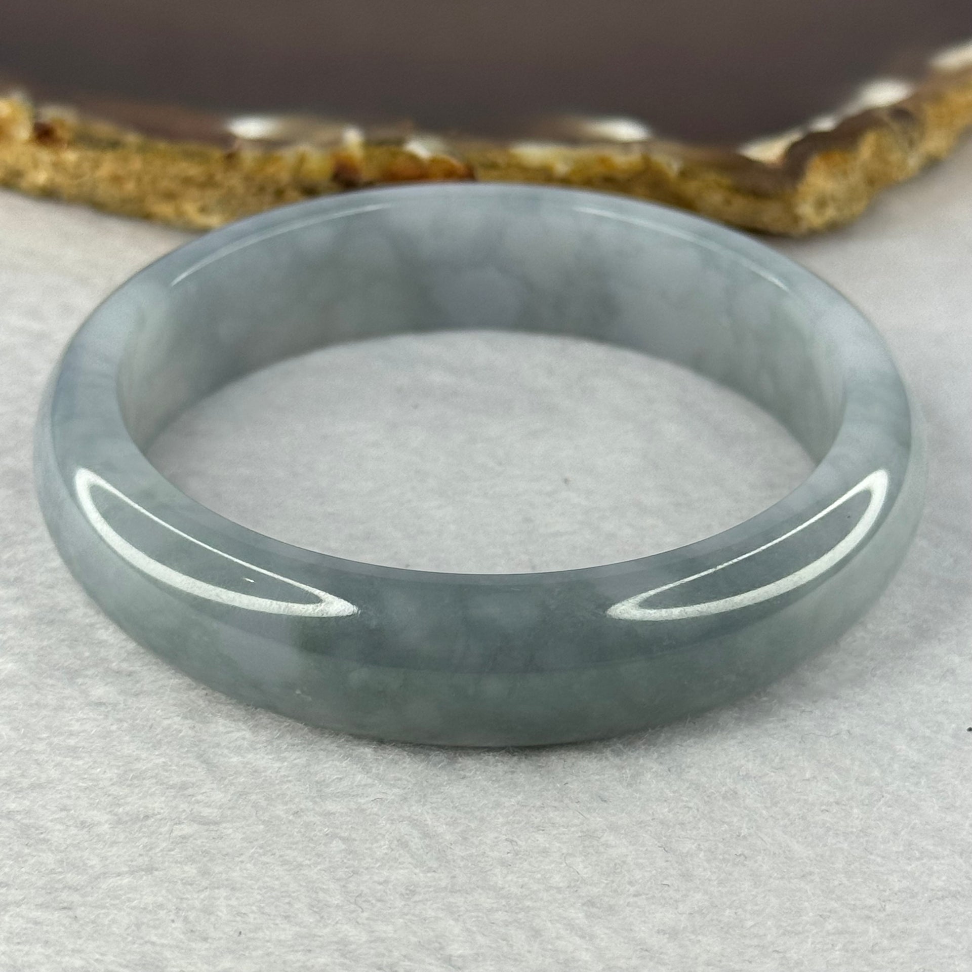 Rare Type A Semi Icy Deep Sky Blue Jadeite Bangle 48.22g 13.2 by 7.4mm 54.7mm (Close to Perfect) - Huangs Jadeite and Jewelry Pte Ltd