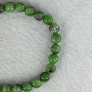 Natural Emerald And Ruby Zoisite Beads Bracelet 13.89g 15.5cm 6.8mm 28 Beads - Huangs Jadeite and Jewelry Pte Ltd