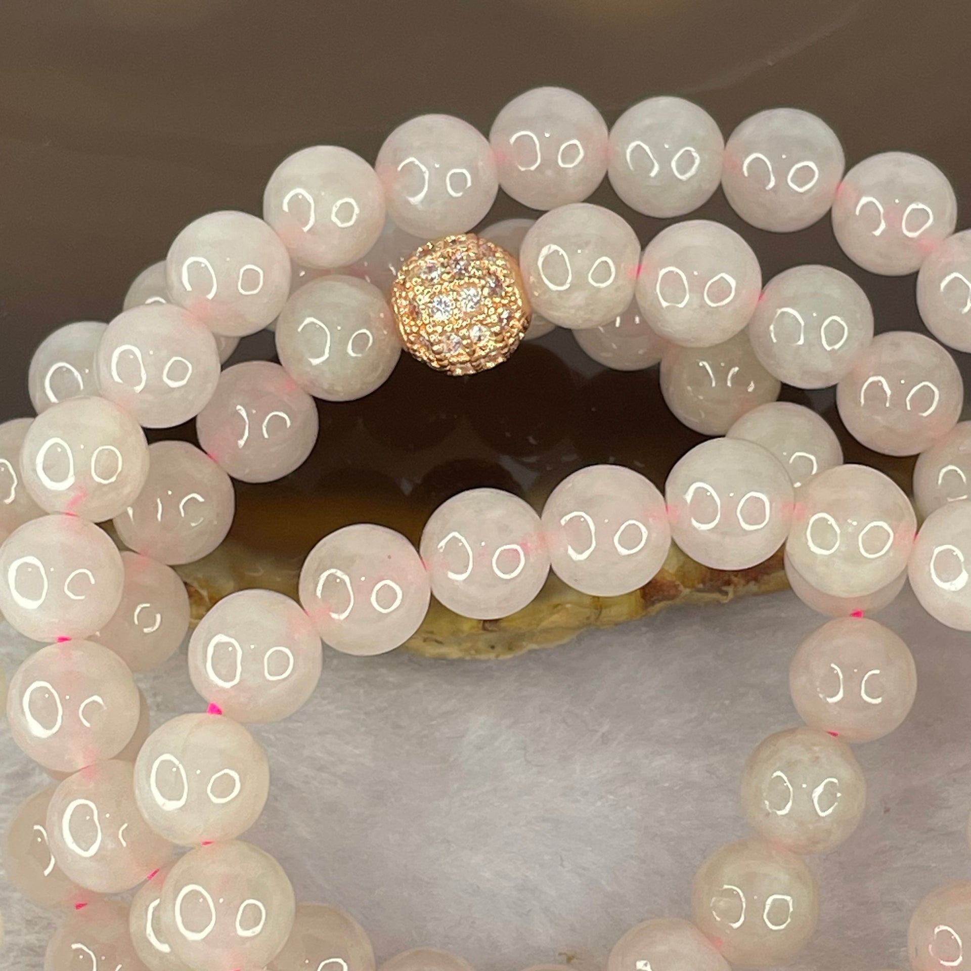 Type A Semi Icy Pink Jadeite Beads Necklace 98 Beads 7.2mm 58.59g - Huangs Jadeite and Jewelry Pte Ltd