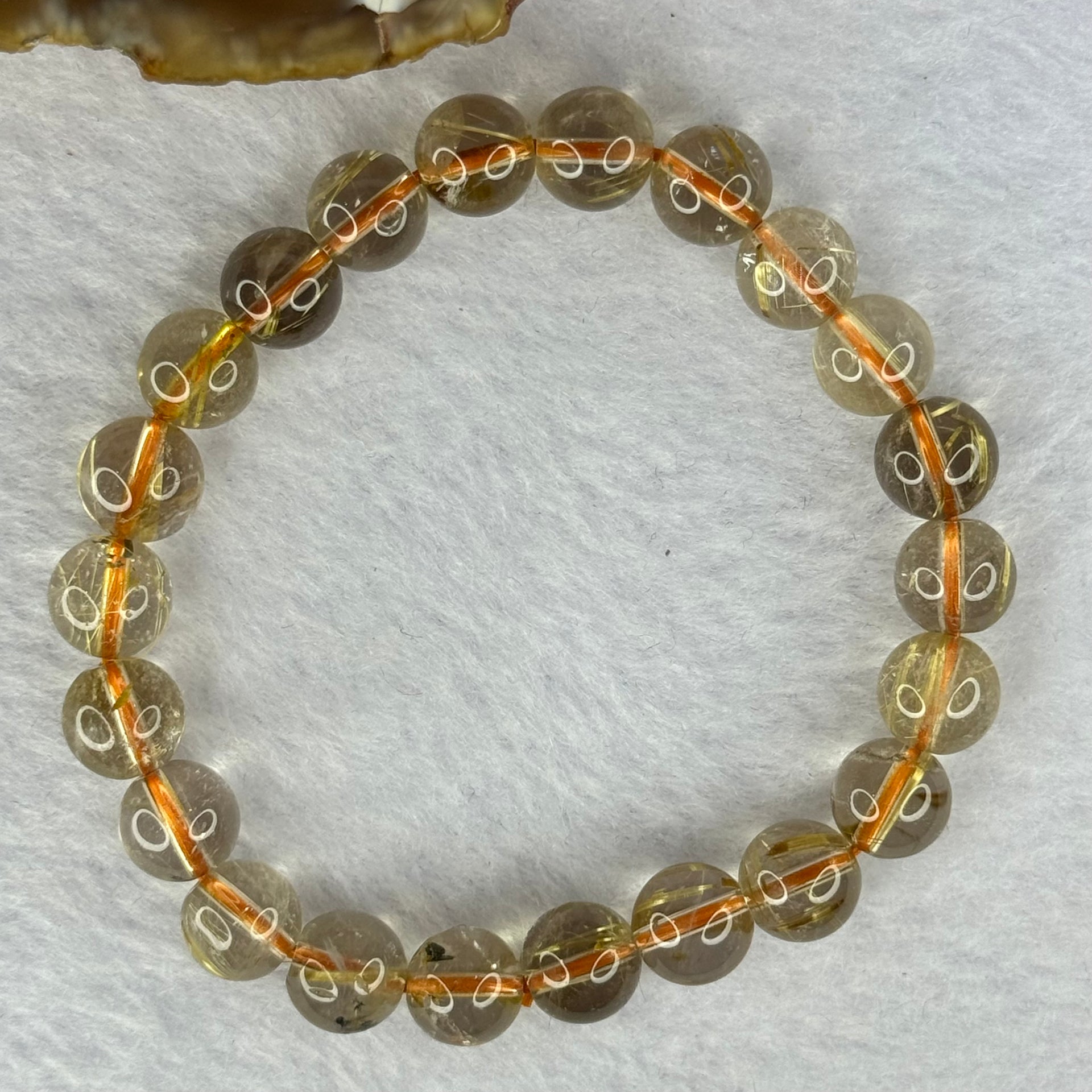 Natural Golden Rutilated Quartz Beads 天然金发水晶手链 19.17g 15cm 8.8mm 22 Beads - Huangs Jadeite and Jewelry Pte Ltd