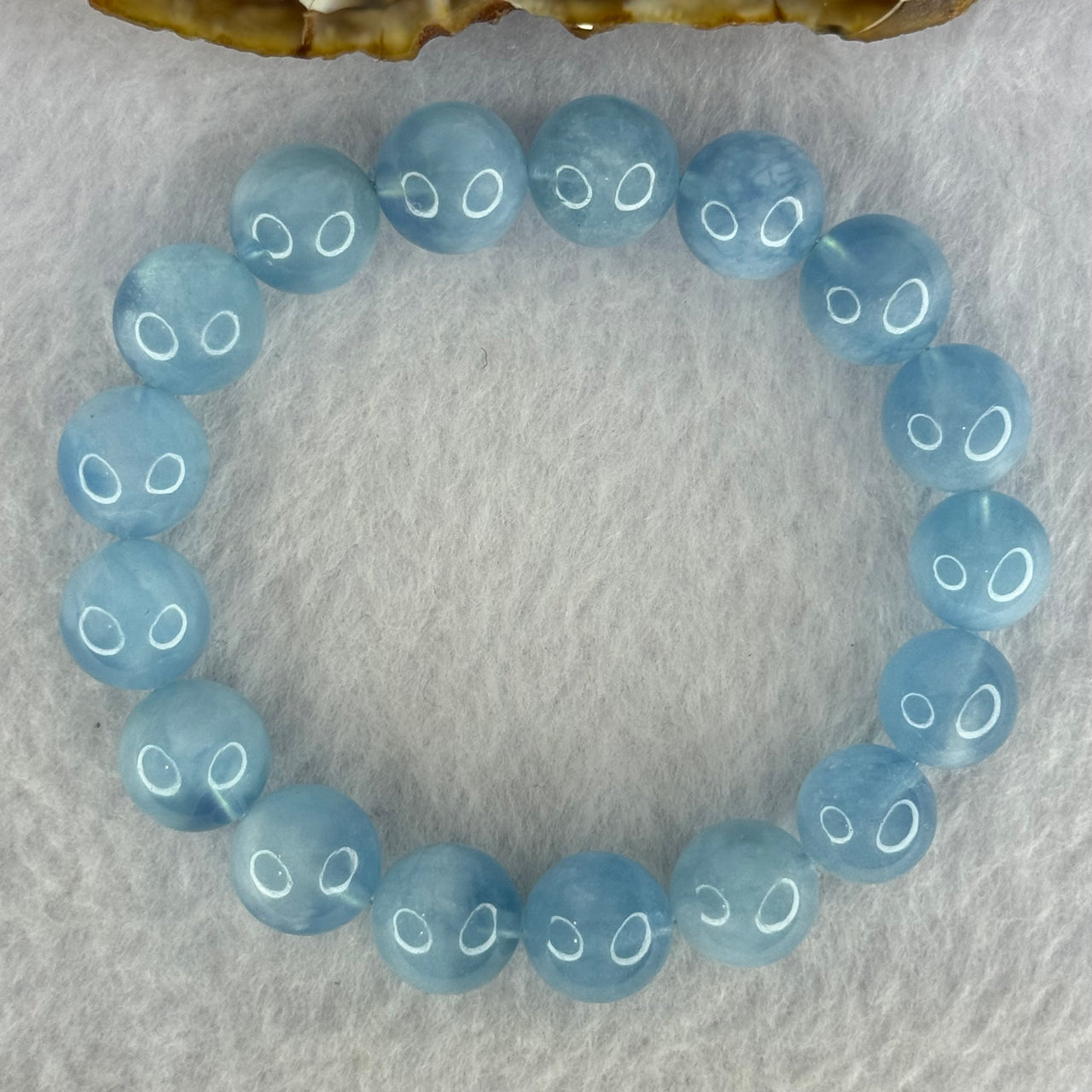 Natural Aquamarine Beads Bracelet 37.28g 17cm 11.8mm 17 Beads