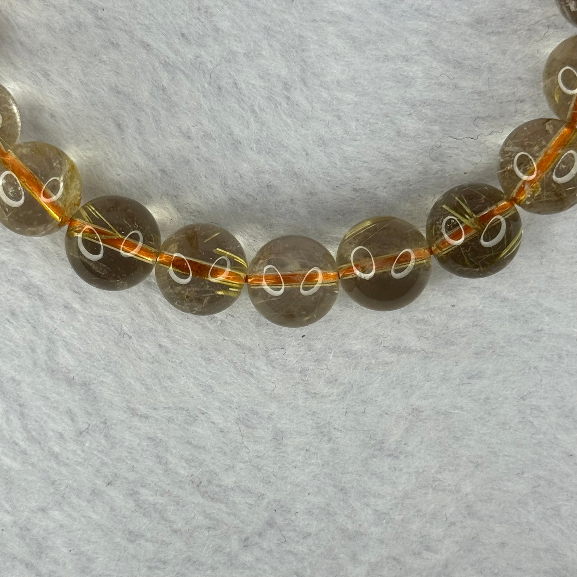 Natural Golden Rutilated Quartz Beads 天然金发水晶手链 24.91g 16cm 9.8mm 20 Beads - Huangs Jadeite and Jewelry Pte Ltd