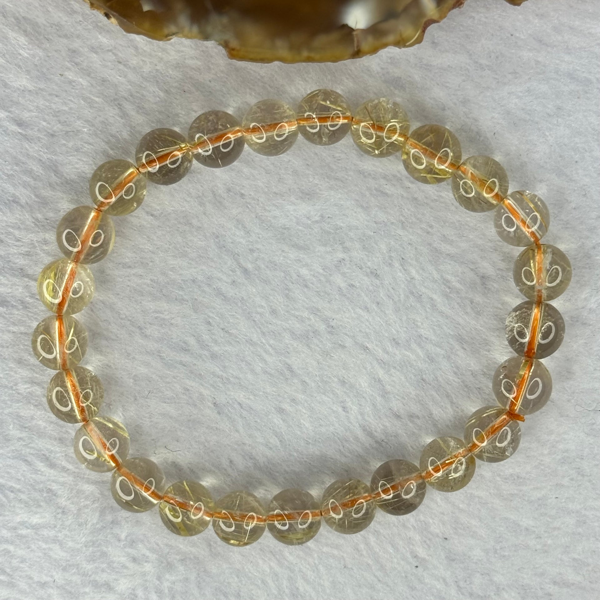 Natural Golden Rutilated Quartz Beads 天然金发水晶手链 15.10g 15cm 7.8mm 25 Beads - Huangs Jadeite and Jewelry Pte Ltd