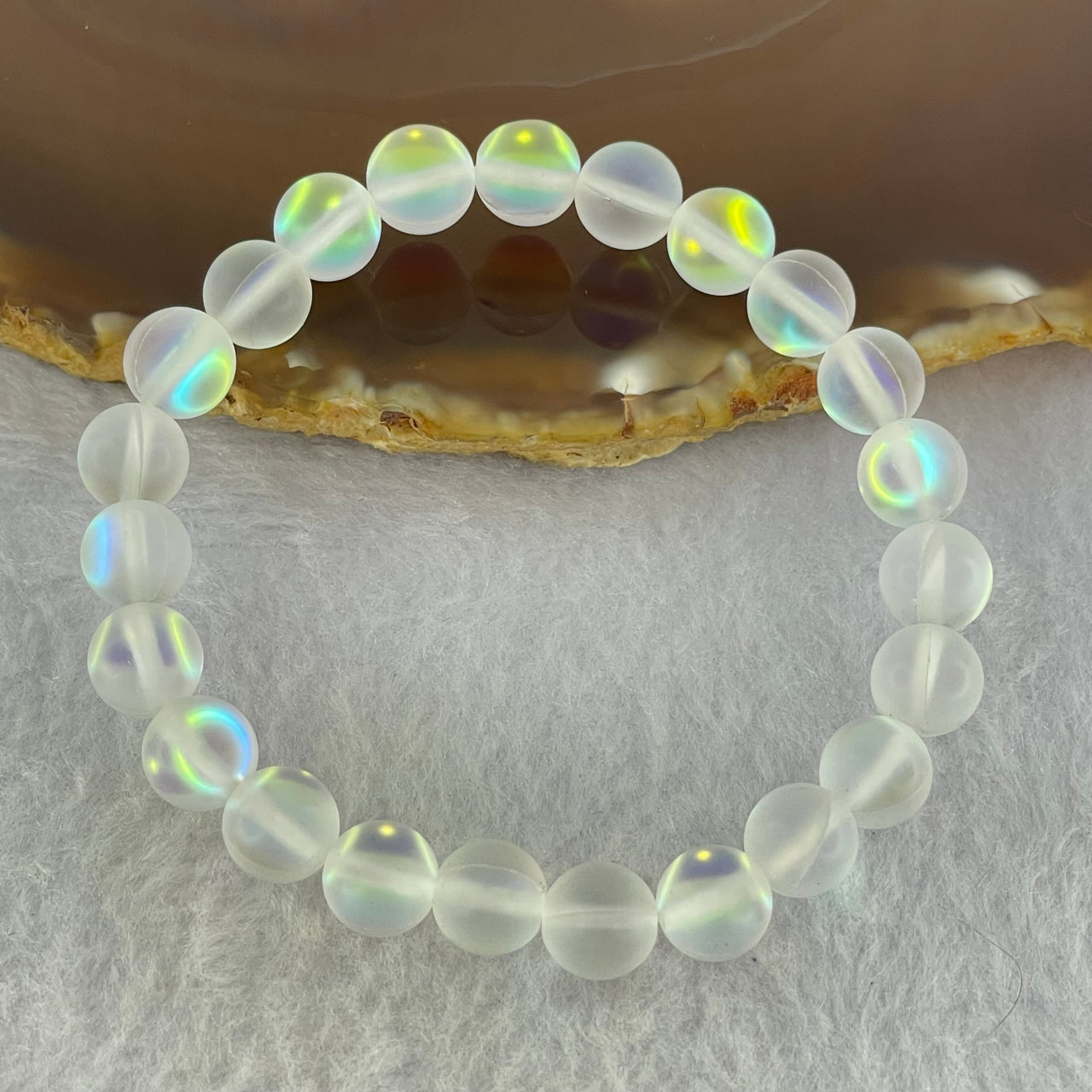 White Blue Yellow Liuli Crystals Beads Bracelet 18.62g 16cm 8.7mm 23 Beads