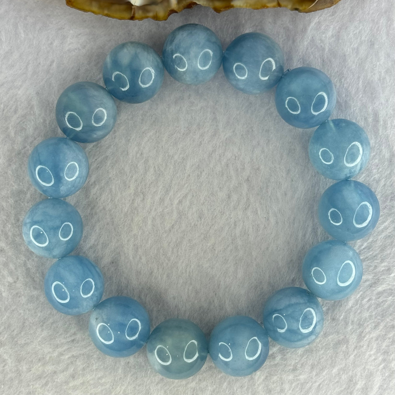 Natural Aquamarine Beads Bracelet 74.78g 19.5cm 15.3mm 15 Beads