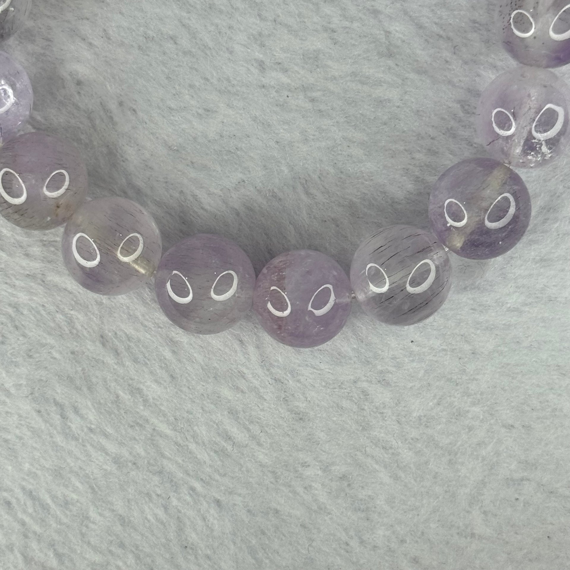 Natural Super 7 Amethyst Beads Bracelet 天然紫超七手链 43.09g 18cm 12.4mm 17 Beads - Huangs Jadeite and Jewelry Pte Ltd