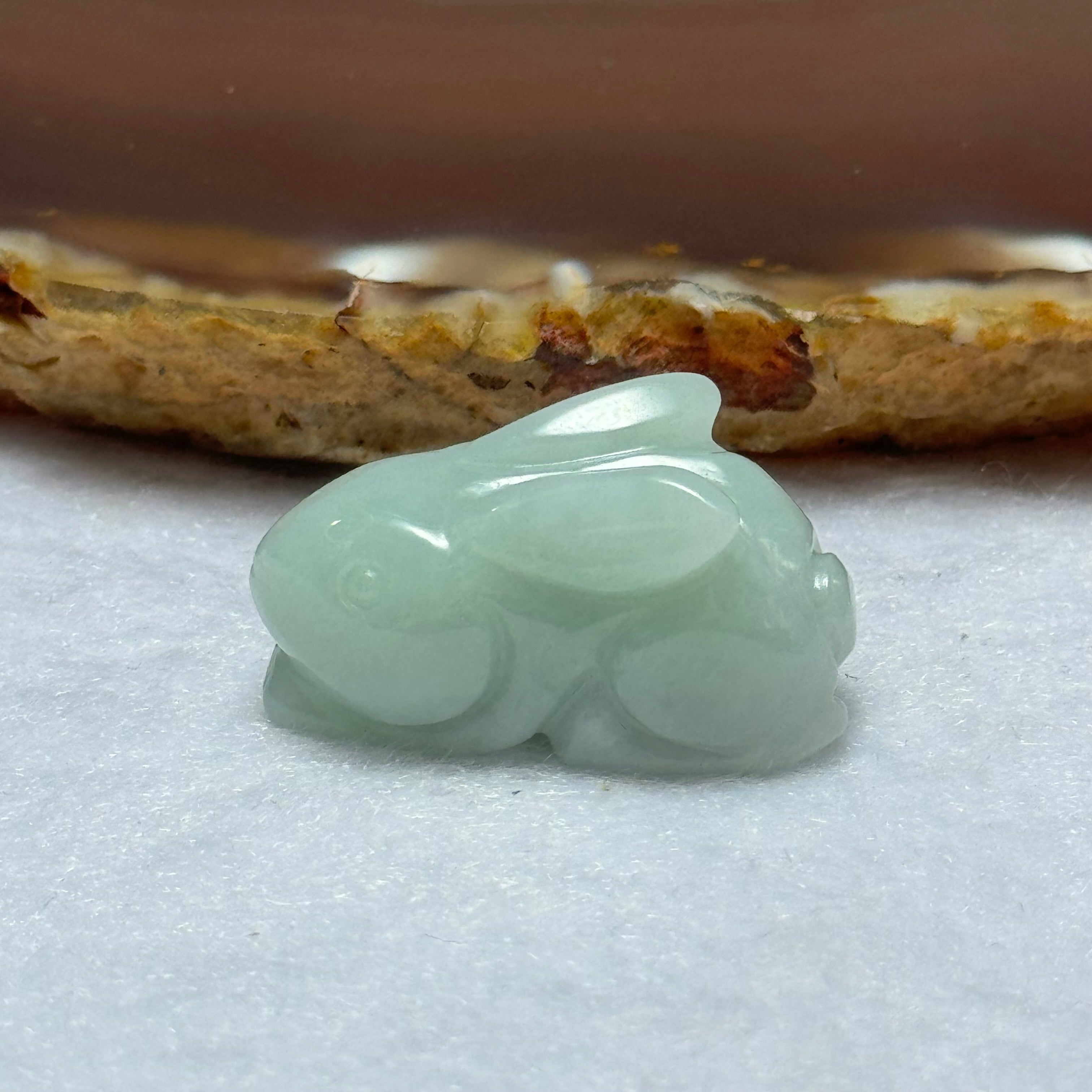 Type A Light Blueish Green Jadeite Rabbit Pendant 9.74g 26.3 by 12.7 by ...