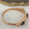 Natural Dark Blood Red Amber with Crystal in Rose Gold Color Bangle 26.43g 18cm 12.1 by 9.0 by 3.5mm 3pcs