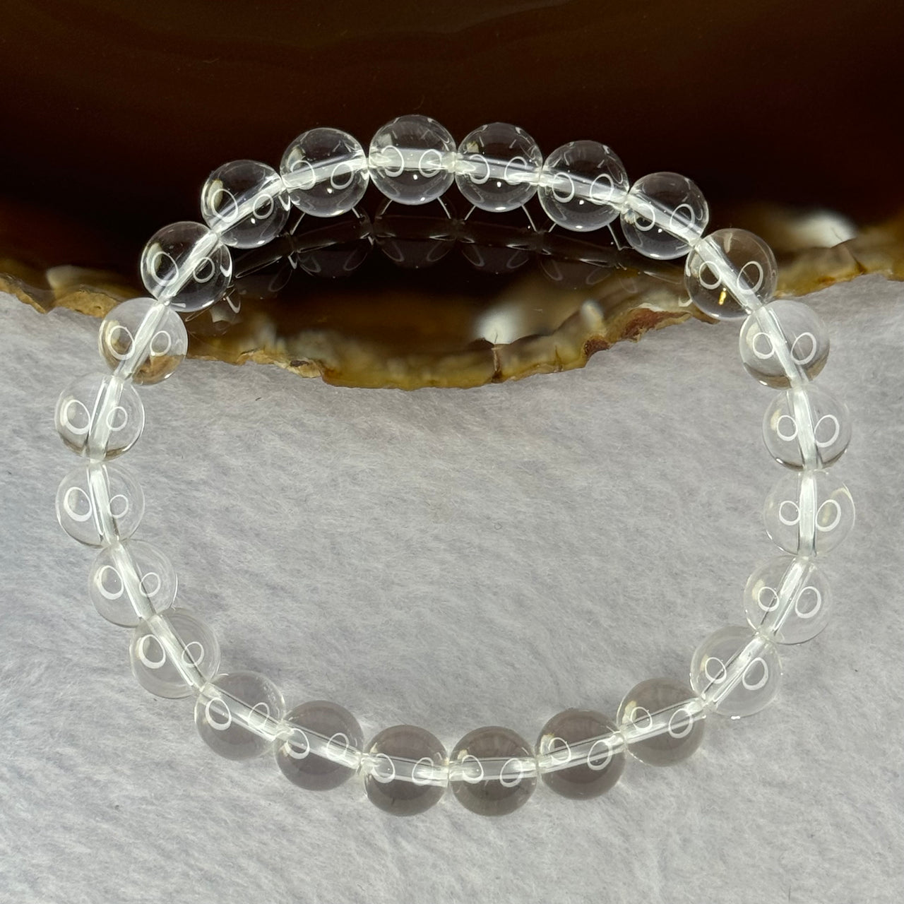 Natural Clear Quartz Bracelet 天然白水晶手链 18.92g 16.5cm 8.4mm 24 Beads