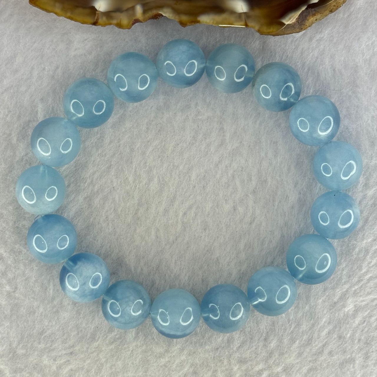 Natural Aquamarine Beads Bracelet 43.09g 18cm 12.3mm 17 Beads