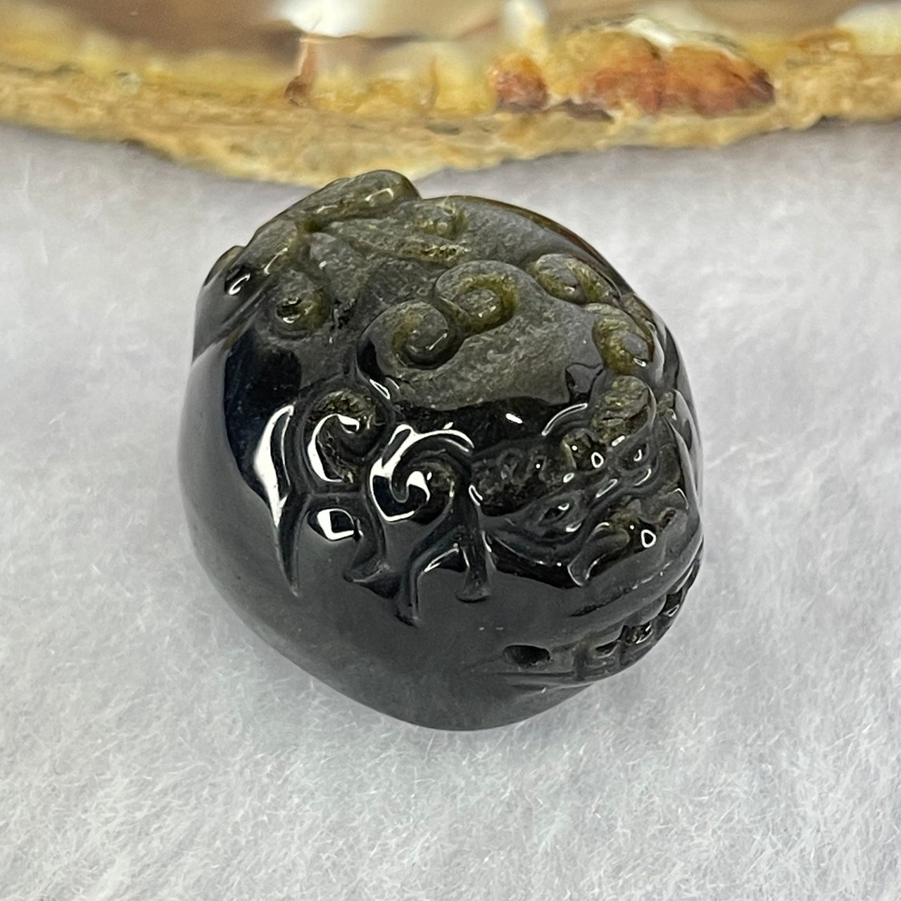 Natural Black Obsidian Pixiu Charm 11.64g 25.0 by 21.0 by 17.0mm