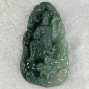 Type A Light Dark Green Jadeite Dragon Pendent 70.80g 76.2 by 41.2 by 12.6mm - Huangs Jadeite and Jewelry Pte Ltd