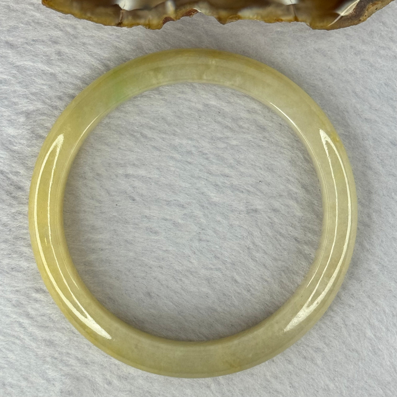 Type A Yellow Jadeite Bangle 37.03g 9.7 by 7.4mm Inner Diameter 55.1mm (Very Slight Internal Lines) - Huangs Jadeite and Jewelry Pte Ltd