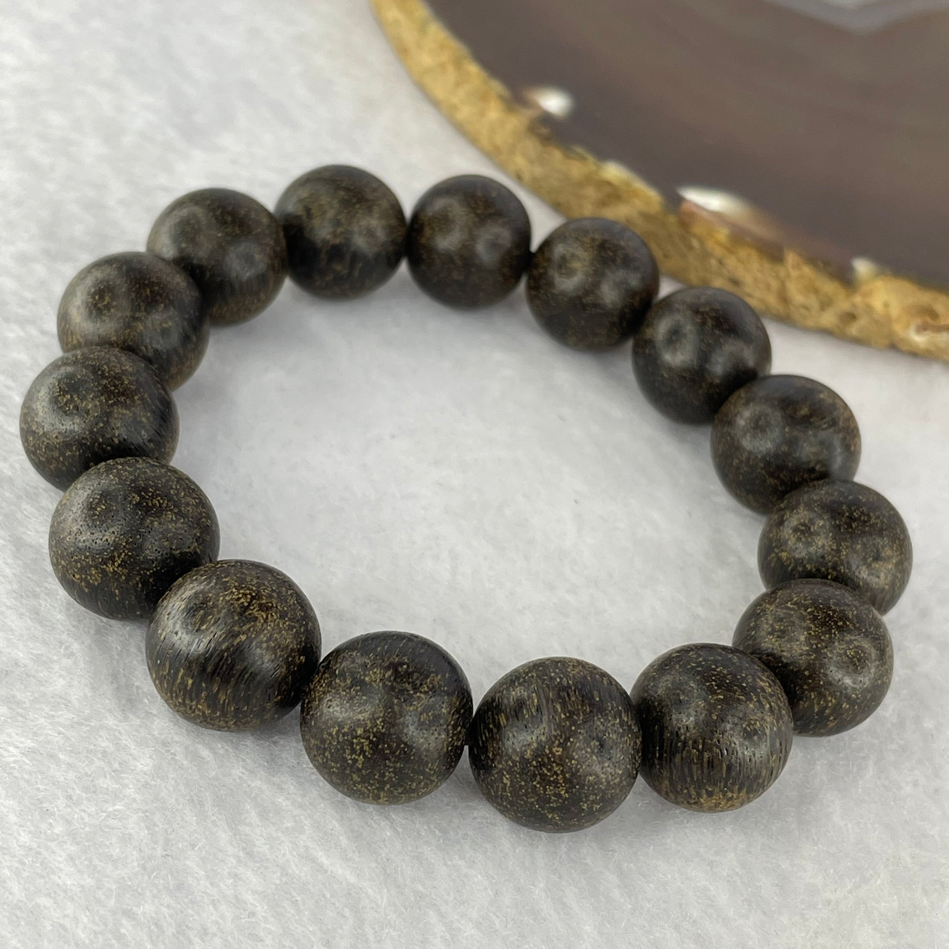 Natural Old Wild Indonesia Agarwood Beads Bracelet (Sinking Type) 天然老野生印尼沉香珠手链 22.72g 17.5 cm / 13.9 mm 15 Beads - Huangs Jadeite and Jewelry Pte Ltd