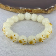 Natural White Color Bodhi Beads in Paw Bracelet 19.89g 16cm 12.8mm 17 Beads - Huangs Jadeite and Jewelry Pte Ltd