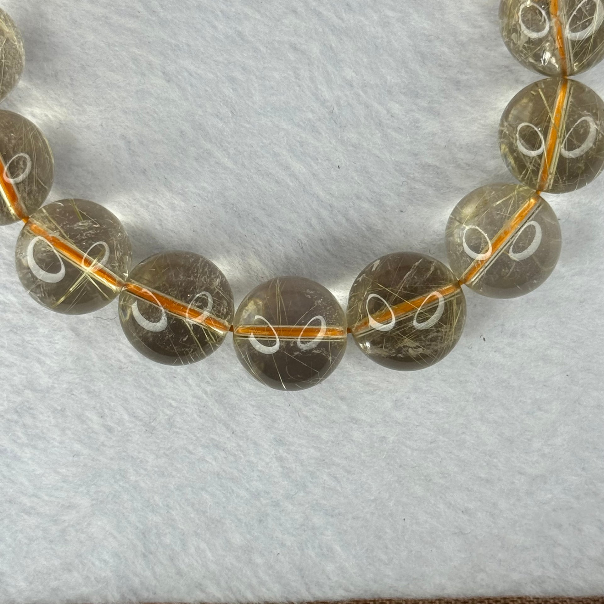 Natural Golden Rutilated Quartz Beads 天然金发水晶手链 73.30g 20cm 15.7mm 15 Beads - Huangs Jadeite and Jewelry Pte Ltd