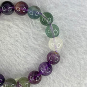 Natural Purple Green Yellow Fluorite Beads Bracelet 20.05g 8.6mm by 19 Beads 13cm - Huangs Jadeite and Jewelry Pte Ltd