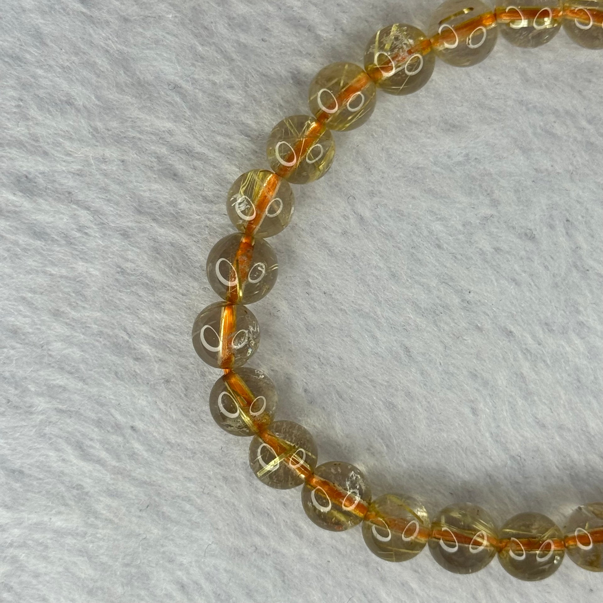 Natural Golden Rutilated Quartz Beads 天然金发水晶手链 12.59g 15cm 7.3mm 26 Beads - Huangs Jadeite and Jewelry Pte Ltd