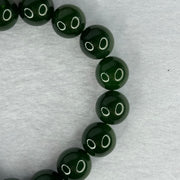 Old Mine Natural Deep Vibrant Green Nephrite Jade Beads Bracelet 天然和田玉手链 44.67g 17.5cm 12.1mm 17 Beads - Huangs Jadeite and Jewelry Pte Ltd