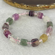 Natural Green and Purple Fluorite Beads Bracelet 28.48g 8.5mm 14pcs - Huangs Jadeite and Jewelry Pte Ltd