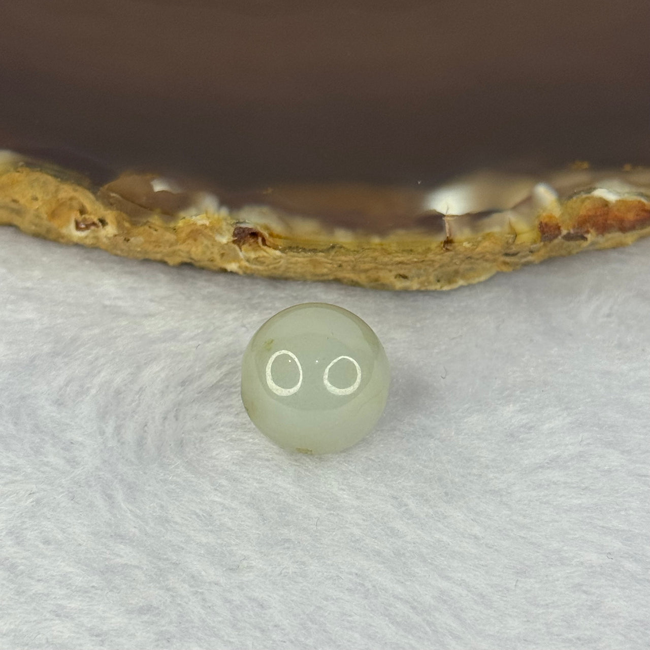 Type A Jelly Light Green with Brown Patches Jadeite Bead for Bracelet/Necklace/Earrings/Ring 4.03g 13.3mm - Huangs Jadeite and Jewelry Pte Ltd