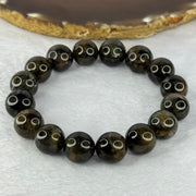 Natural Black Auralite 23 Bracelet 天然黑激光23手链 52.20g 18.5cm 13.5mm 16 Beads - Huangs Jadeite and Jewelry Pte Ltd