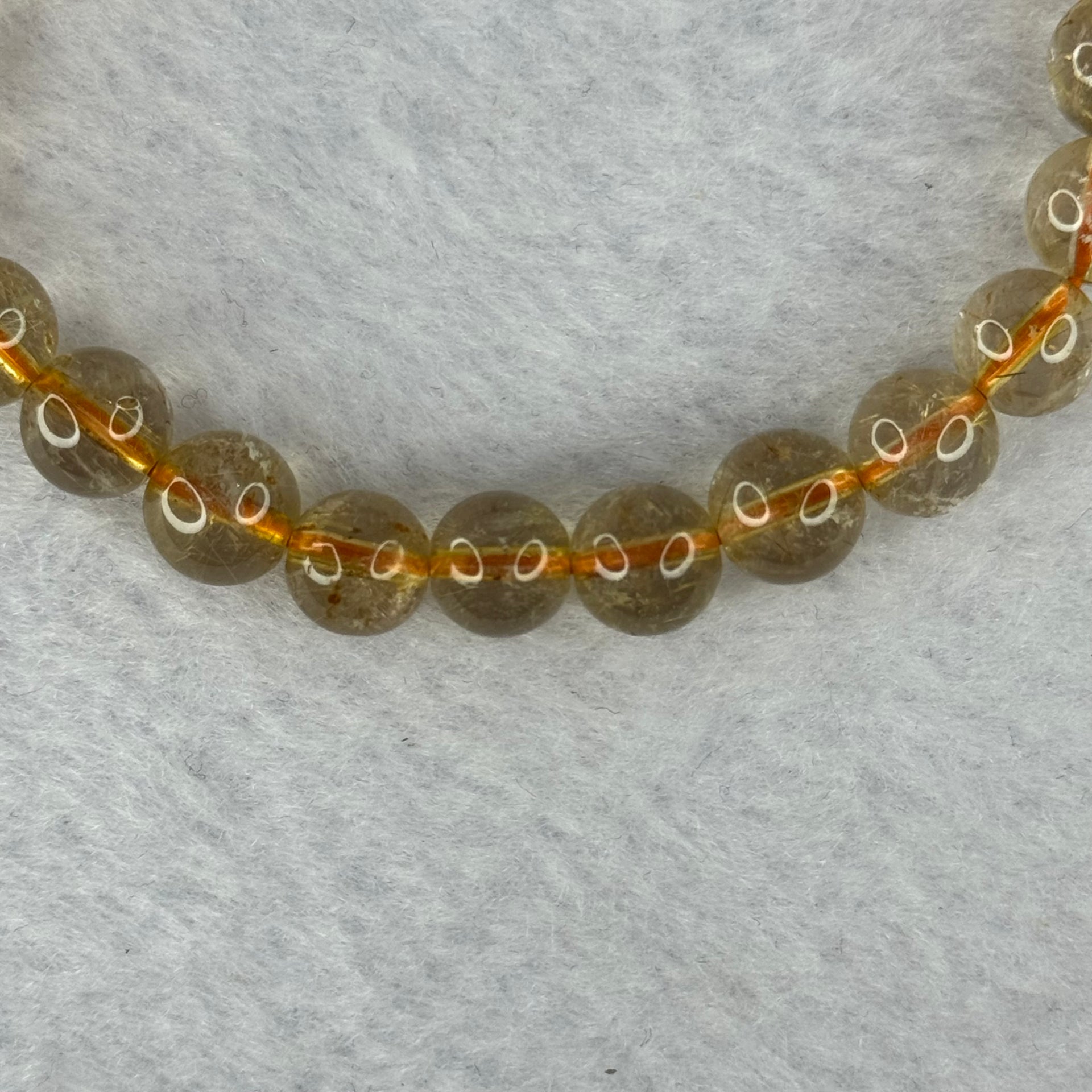 Natural Golden Rutilated Quartz Beads 天然金发水晶手链 14.47g 15cm 7.6mm 24 Beads - Huangs Jadeite and Jewelry Pte Ltd