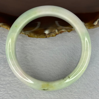 Type A Light Green Lavender Yellow with Moss Green Patches Jadeite Bangle Internal Diameter 57.5mm 72.52g 15.2 by 8.7mm (Very Fine External Rough)