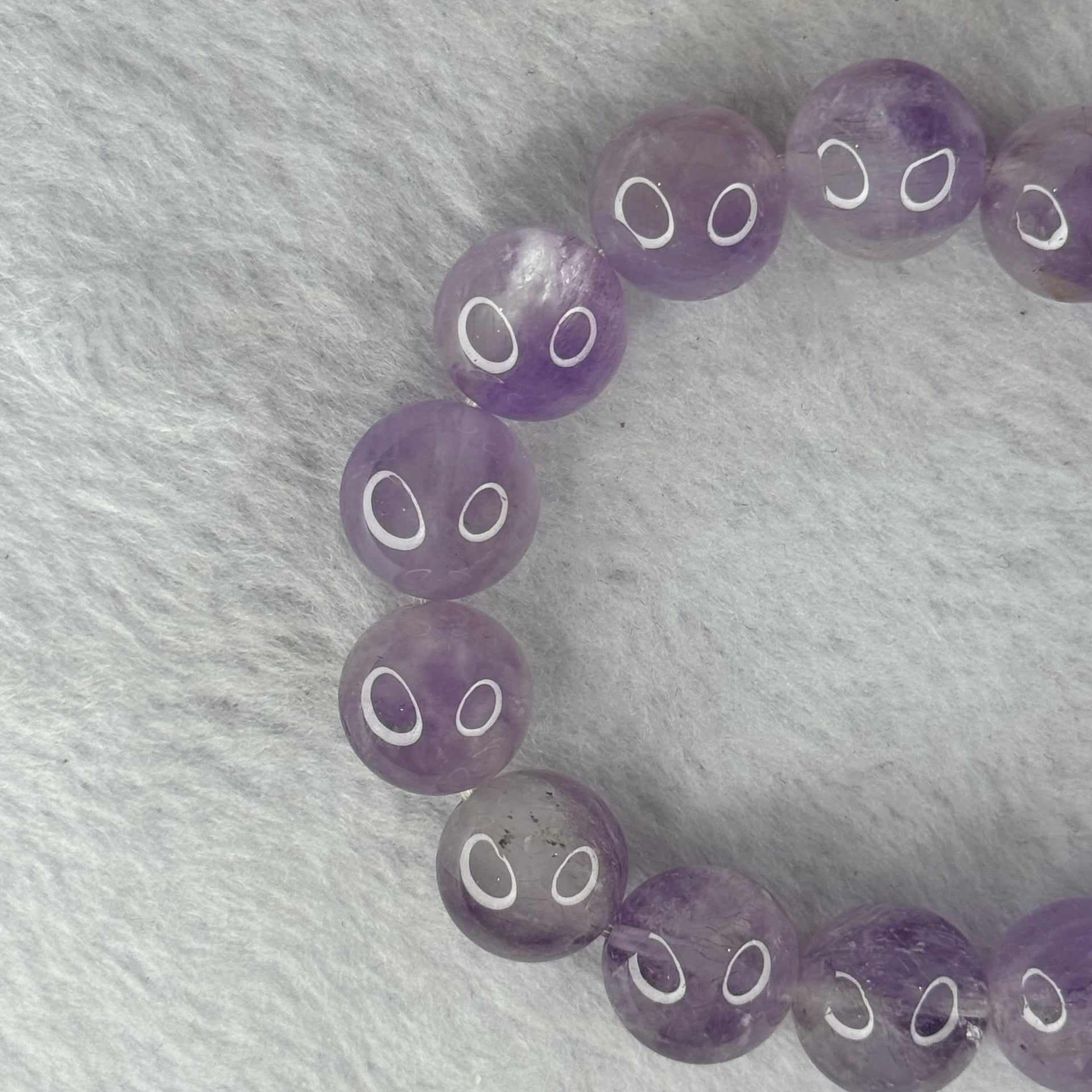 Natural Super 7 Amethyst Beads Bracelet 天然紫超七手链 53.84g 17.5cm 13.9mm 15 Beads - Huangs Jadeite and Jewelry Pte Ltd