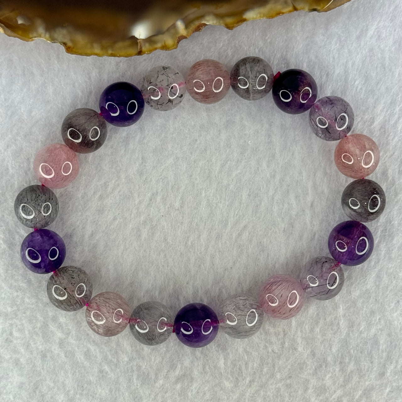 Natural Super 7 Beads Bracelet 30.16g 17.5cm 10.4mm 20 Beads