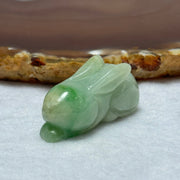 Type A Green with Spicy Piao Hua Jadeite Rabbit Charm 17.05g 36.0 by 14.2 by 17.6mm - Huangs Jadeite and Jewelry Pte Ltd