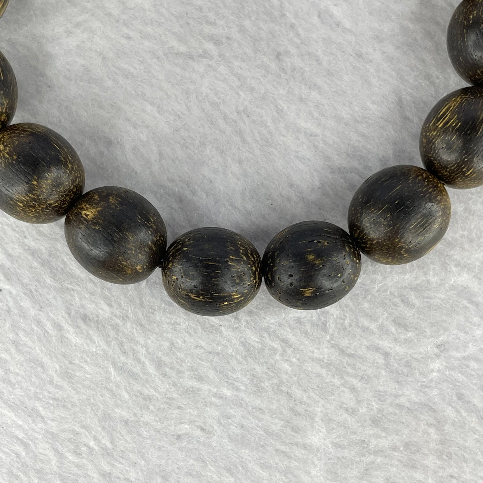 Natural Old Wild Malaysia Agarwood Oval Beads Bracelet (Sinking Type) 天然老野生马来西亚沉香手链 19.53g 18cm 13.0mm 15 Beads - Huangs Jadeite and Jewelry Pte Ltd