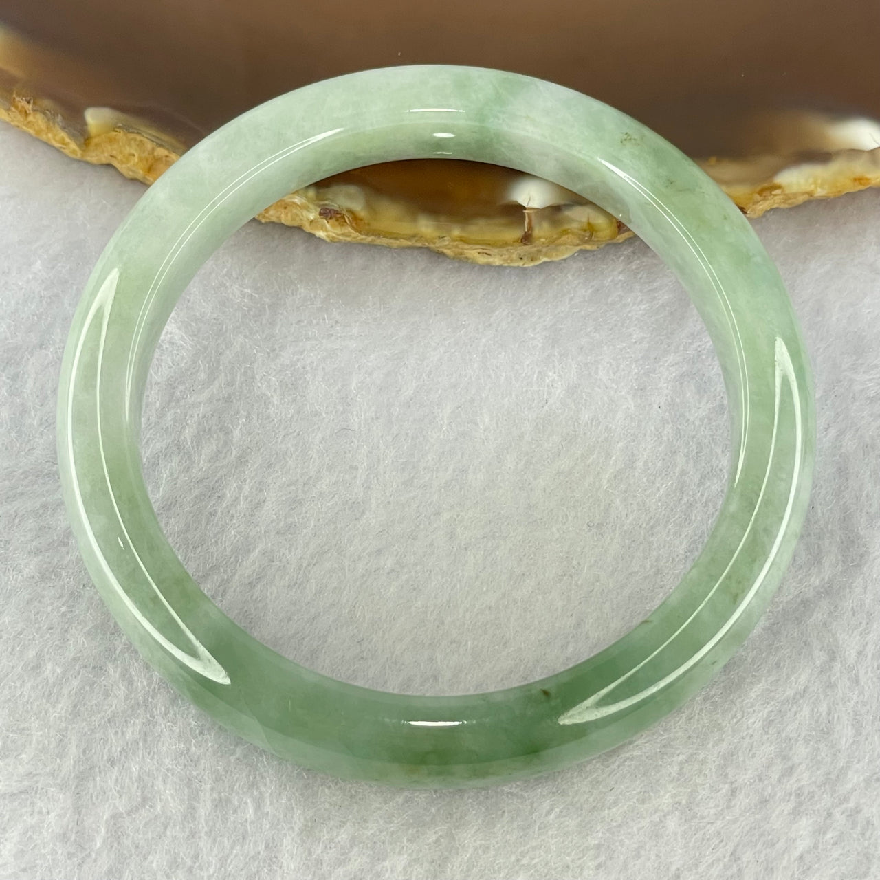 Type A Blueish Green with Lavender Jadeite Bangle Internal Diameter 52.8mm 55.83g 9.6 by 7.5mm (Internal Lines)