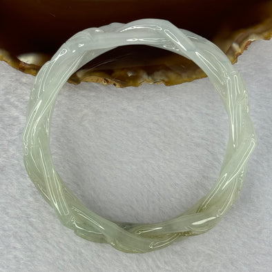 Type A Semi Icy Light Green to Green Jadeite Bamboo Bangle 38.34g Internal Diameter 56.5mm 12.6 by 8.2mm