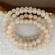 Type A Semi Icy Pink Jadeite Beads Necklace 98 Beads 7.2mm 58.12g - Huangs Jadeite and Jewelry Pte Ltd