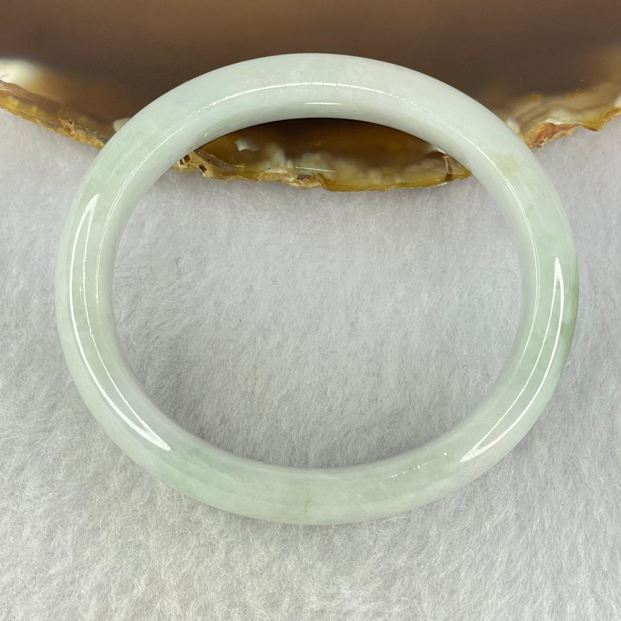 Type A Lavender and Green Jadeite Oval Bangle Internal Diameter 51.4mm 43.39g 13.1 by 7.2mm (Very Slight Internal Lines)